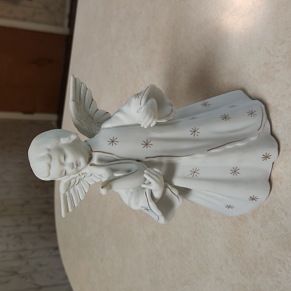Vintage Schmid Japan Christmas Angel w Harp Gold Star-Burst Candle-Holder EUC - Picture 10 of 10